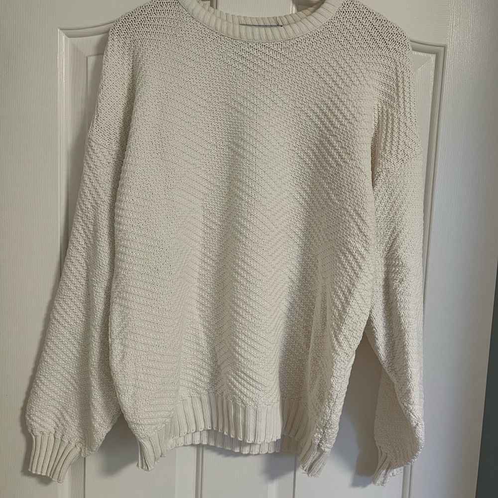 Women's Cream Sweater Knit vintage textured cotton